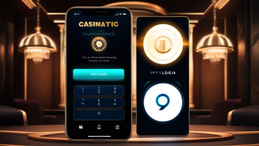 Smartphone zeigt Installation und Login in einer Casino-App